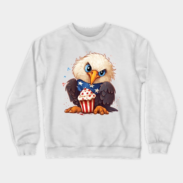 4th of July Baby Bald Eagle #2 Crewneck Sweatshirt by Chromatic Fusion Studio